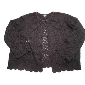 Dressbarn Woman Lace Shrug Womens 22/24 Brown Sheer Floral Evening Cardigan